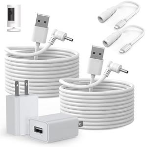 JMDDS 2-Pack Power Adapter Charger Cable Compatible with Ring Stick Up Cam Battery/Plug-in 3rd Gen/2nd Gen & Ring Pan Tilt Stick Up Camera, Indoor/Outdoor Weatherproof Power Cord (4m/13.2ft)
