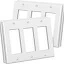 CML 3-Gang Decorator Wall Plates, 4 Pack Electrical Outlet Receptacle Covers and Switch Plates, Standard Size 4.5x6.38, Impact Resistant, UL Listed, White