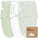 3-Pack Organic Baby Swaddle Sleep Sacks - Swaddles for Newborns, Infant 3-6 Months, Baby Girls, Boys, Soft & Snug Newborn Sleep Sack, Nursery Swaddling Blankets (Bunnies, L)