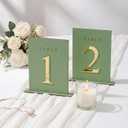 Geelin 20 Pcs Sage Green Wooden Wedding Table Numbers 1-20 with Stands Bulk Rustic Signs for Wedding Reception Bridal Shower Party Restaurant Seating Centerpieces