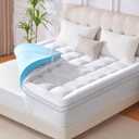 King Memory Foam Mattress Topper, 4 Inch Gel Cooling Mattress Pad with Pillow Top Mattress Topper King Size Cover, 8-21" Deep Pocket and Support for Back Pain (White)