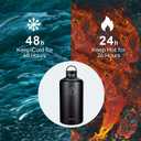 BUZIO Gallon Water Bottle Insulated with straw and 3 lids, 128 oz Water Jug Large Vacuum Stainless Steel Metal Flask, Leak Proof & BPA-Free, Cold for 48 Hrs, Black