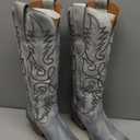 Dingo Womens Faded Love Embroidered Round Toe Casual Boots Knee High Mid Heel 2-3" - Grey - Size 7.5 M