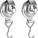Heavy Duty Vacuum Wreath Cup Adhesive HookHanging 13 lbs Robe Towel Hooks, Super Suction for KitchenBathroom and Restroom (Round Silver, 2Pack)