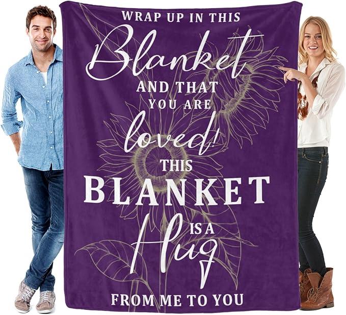 QDVXZA Get Well Gifts for Women, Hug Blanket, Inspirational Gifts for Her Him, Cancer Care Gifts for Men Encouragement Healing After Surgery Thinking of You Gifts for Mom Friend Sister Purple 60"x50"