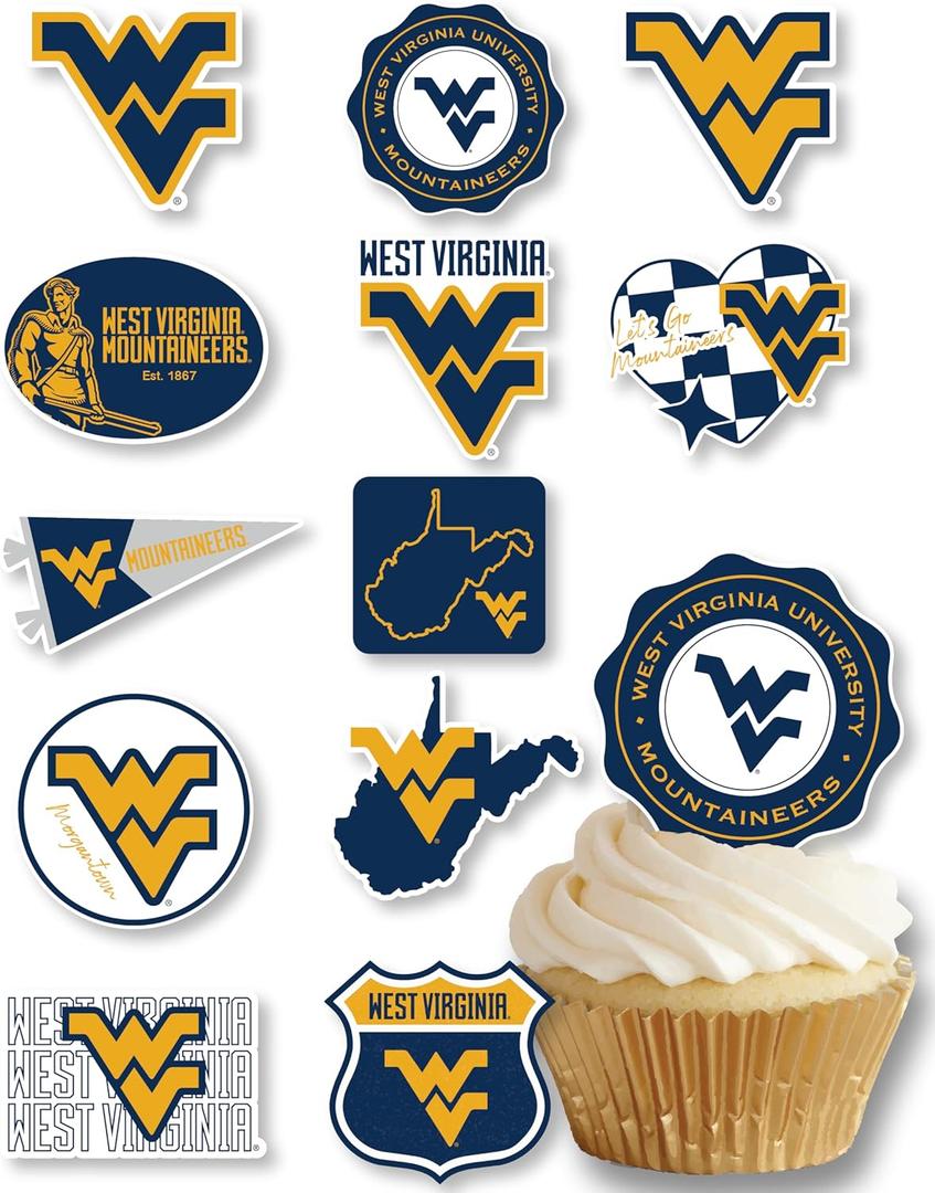 West Virginia University Cupcake Topper Party Supplies for WVU Football, Birthday, Graduation Party Decorations (24 Pieces) (West Virginia Mountaineers)