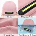 RANCOVY LED Beanie with Light, Unisex USB Rechargeable Headlamp Beanie Flashlight Beanie Hat for Men Women (Pink)