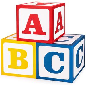 3 Pcs ABC Alphabet Balloon Boxes Friend Street Party Decorations, 11.8x11.8 Inch Back to School Decorations for Toys Inspired Stories Birthday Graduation Baby Showers Carnivals Party Favor