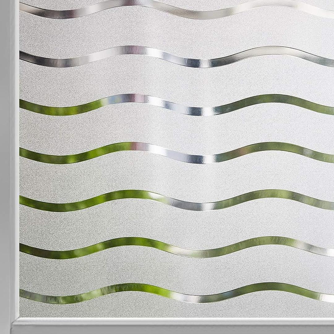 LEMON CLOUD Window Film for Privacy and Light ProtectionNon Adhesive Removable Glass Covering Opaque Window Sticker Self Static Cling Vinyl Glass Film for Home Office (23.6 x 78.7 Inch,Wavy)