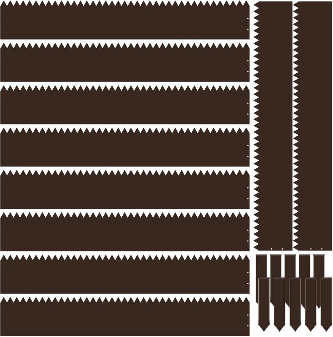 Therwen 10 Pieces Steel Landscape Edging with 10 Clips, 40 x 6 Inch Steel Garden Edging Border Landscape Edging Metal Landscape Edging Metal Edging for Landscaping Lawn Yard (Brown)