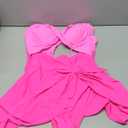 One Piece Swimsuit Women Tummy Control Swim Dress Sexy Criss Cross Tie Back Bathing Suit, Pink, Size XL