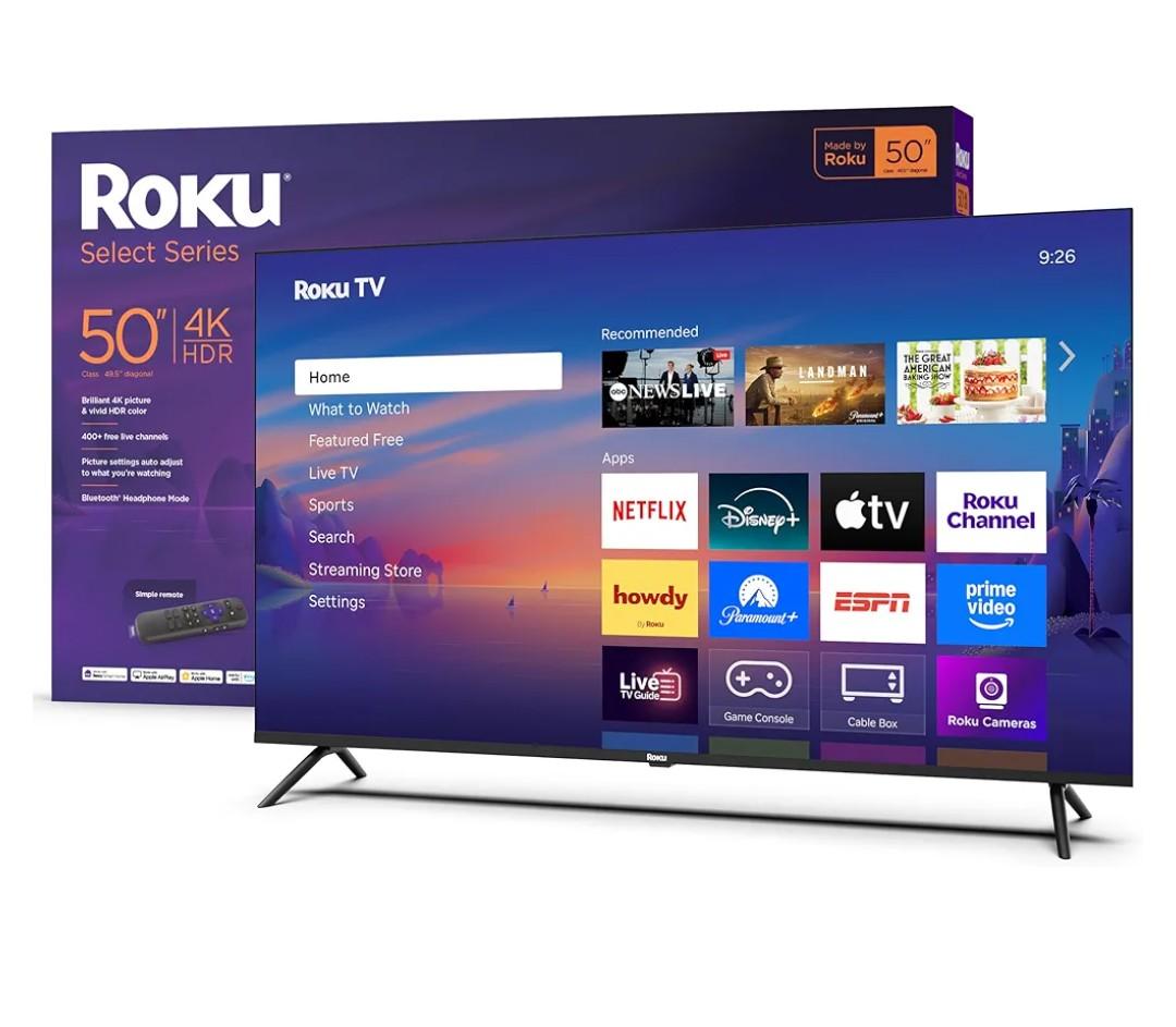 Roku Smart TV – 50-Inch Select Series, 4K HDR TV – Roku TV with Roku Remote – Flat Screen LED Television with Wi-Fi for Streaming Live Local News, Sports, Family Entertainment