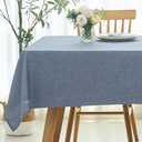 maxmill Linen Texture Tablecloth Water Resistant Antiwrinkle Spillproof Wipeable Washable Soft Fabric Table Cloth for Dining Room, Buffet Banquet Party Holiday, Rectangular 60 x 108 Inch, Demin Blue