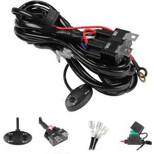LED Light Bar Wiring Harness 14AWG, YUGUANG 3 Lead Universal Led Wiring Harness with 12V 40A Relay and Two Control Switches for Switching Between Different Modes