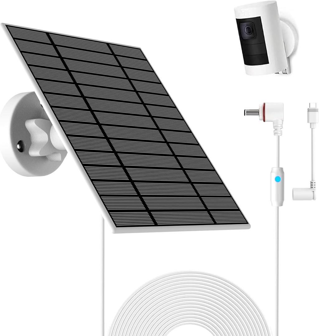 6W Solar Panel Compatible with Ring Spotlight Cam Plus/Pro and Stick Up Cam Battery, Solar Power Charger for Ring Cam with Indicator Light,13ft Cable IP66 Solar Panel USB-C and DC3.5mm Ports