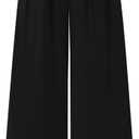 BTFBM Women's Elegant Flowy Dress Pants Front Pleated High Waisted Casual Wide Leg Loose Palazzo Trousers with Pockets (14, Black)