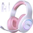 AOC Wireless Gaming Headset Compatible with PS5/4, Switch, PC- Pink | USB-C & Bluetooth 5.4 & 2.4GHz Gaming Headphones with Noise Canceling Mic, 7.1 Virtual Surround, 20ms Latency, 45H, RGB