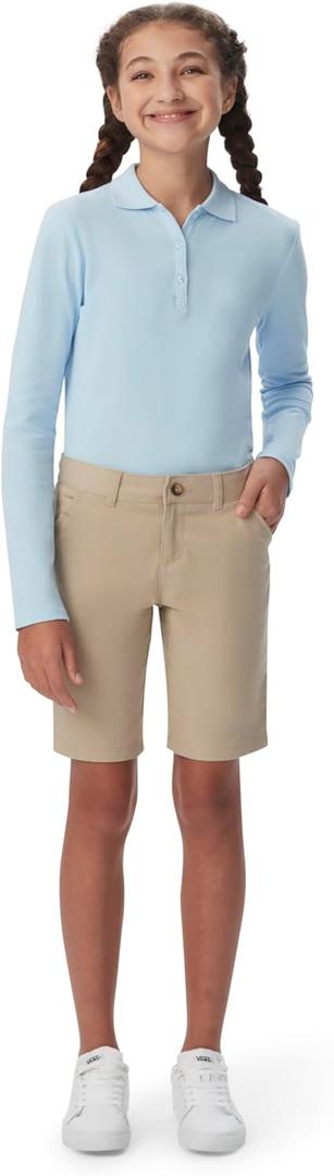 French Toast Women's Teen and Juniors' Stretch Twill Bermuda Shorts (14, Khaki)