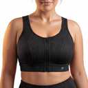 Yvette Front Zipper Sports Bras for Women High Impact Support for Large Breasts Supportive Running Sports Bra Sewn-in Pads, Black, 36D 36DD 36DDD