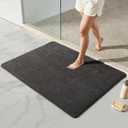 TYUU Large Bathroom Rugs, Ultra Soft Super Absorbent Bath Rugs Non Slip Washable Quick Dry Bath Mat with Rubber Backing for Bathroom Floor, Shower, or Sink, Dark Grey 3' x 4'
