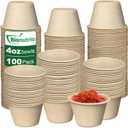 4 oz Small Paper Bowls, 100 Pack Compostable Biodegradable Natural Fiber Bagasse Bowl, Mini Small Disposable Paper Bowls for Ice Cream, Sauce