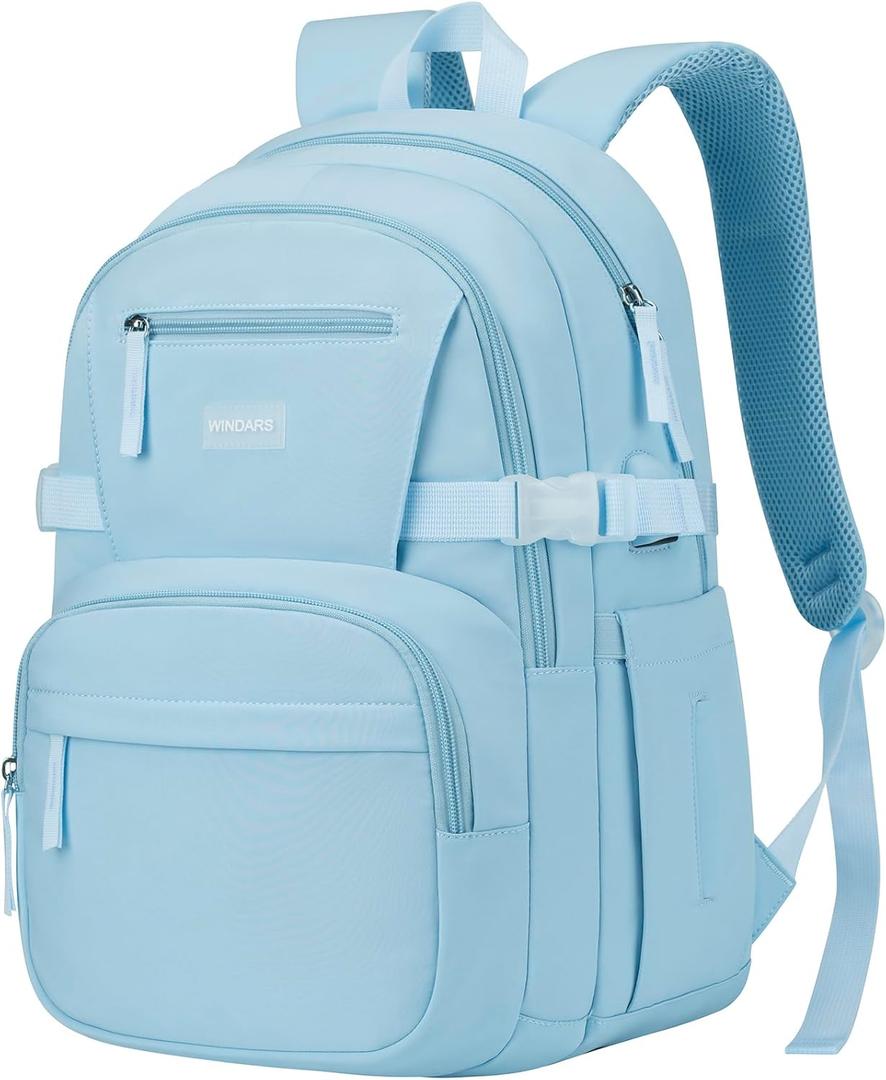 Backpack for School Girls, Cute High School Backpacks for Teens Women Student Large Bookbag 15.6 Inch Laptop Bag with USB Charger Port for College Work Travel Trip (Blue)