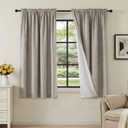 H.VERSAILTEX Linen Look 100% Blackout Curtains 54 Inches Long for Bedroom Full Light Blocking Rod Pocket Linen Textured Thick Window Curtain Drapes with White Backing, Stone, 2 Panels