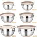 Mixing Bowls with Airtight Lids Set, 26PCS Stainless Steel Khaki Bowls with Grater Attachments, Non-Slip Bottoms & Kitchen Gadgets Set, Size 7, 4, 2.5, 2.0,1.5, 1QT, Great for Mixing & Serving