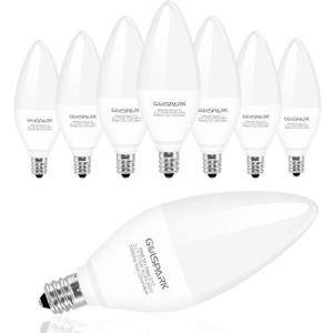 GOLSPARK E12 LED Candelabra Bulbs, 8 Pack Ceiling Fan Lights, 5W 60W Equivalent, 600lm 2700K Warm White Candle Base