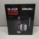 Mueller 12-Cup Drip Coffee Maker - Borosilicate Carafe, Auto-Off, Reusable Filter, Anti-Drip, Keep-Warm Function, Clear Water Level Window Coffee Machine, Kitchen Essentials & Accessories (Black)