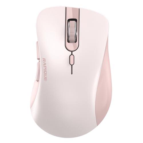 RAPIQUE Bluetooth Wireless Mouse - Dual Bluetooth & 2.4 GHz USB Receiver, Ergonomic Design, Quiet Clicks, Low Power - Multi-Device Compatibility for MacBook, Laptop, Computer, iPad Air/Pro (Pink) RAPIQUE Bluetooth Wireless Mouse - Dual Bluetooth & 2.4 GHz USB Receiver, Ergonomic Design, Quiet Clicks, Low Power - Multi-Device Compatibility for MacBook, Laptop, Computer, iPad Air/Pro (Pink)