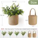 Dahey 2 Pack Wall Hanging Rope Basket (5.5"W6.2"H) with Artificial Eucalyptus, Jute Woven Storage Organizer Flower Plants Basket Farmhouse Rustic Wall Decor for Porch Living Room Bedroom Entryway