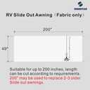 RV Slide Out Awning Fabric Replacement RV Slide Topper Universal Slide Topper Awning Fabric Replacement for 5th Wheel RVs, Travel Trailers and Motorhomes (49" x 200", White Fabric Only)