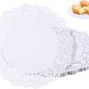 100 Pieces Paper Doilies, Doilies for Food, Disposable Lace Paper Doilies for Tables, Round Paper Placemats Bulk for Cakes Desserts Crafts (White) (10.5inch)