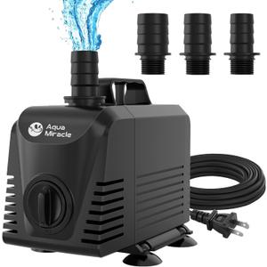 AquaMiracle Submersible Water Pump Aquarium Water Pump with Flow Control, Pond Pump Fountain Pump for Pond, Fountain, Waterfall, Statuary, Water feature, Hydroponics (550GPH, 35W)