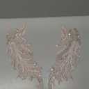 Beaded Applique, Flower Sequin Patch, Pink Lace Applique for DIY Neckline Wedding Bridal Prom Dresses Costumes 14.1x4.9 inches 1 Pair (Pink)