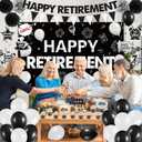 Holkcog Retirement Party Decorations, Black White Happy Retirement Banner Backdrop Paper Fan Hanging Swirls for Coworker, I'm Retired Cupcake Topper for Retiring Women Men Party Supply
