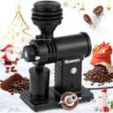 Huanyu Espresso Grinder with Titanium Flat Burr Electric Coffee Grinder with Hopper Bellows 10 Precise Grind Setting Coffee Grinders for Home Use Black