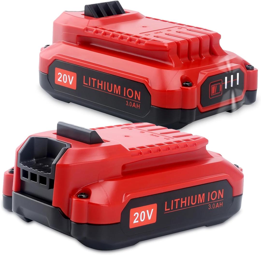Compatible with Craftsman 20V Battery, CMCB203 3.0Ah 20-Volt Lithium Replacement Battery Compatible with Craftsman V20 Series Cordless Outdoor Tools CMCB202 CMCB201 (2-Pack)