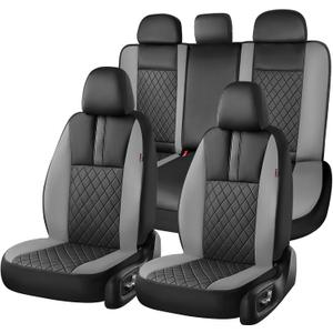Coverado Car Seat Covers Full Set, Automotive Leather Seat Covers for Car，Universal Fit Front Back Seat Cover, Non-Slip Waterproof Breathable Car Seat Protector