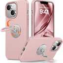 XYZ for iPhone 13 Case with Stand [Rotatable 360° Soft Ring Holder], Premium Silicone with [Soft Anti-Scratch Microfiber Lining] Phone Cover for Women Girls 6.1 Pink 2Pcs