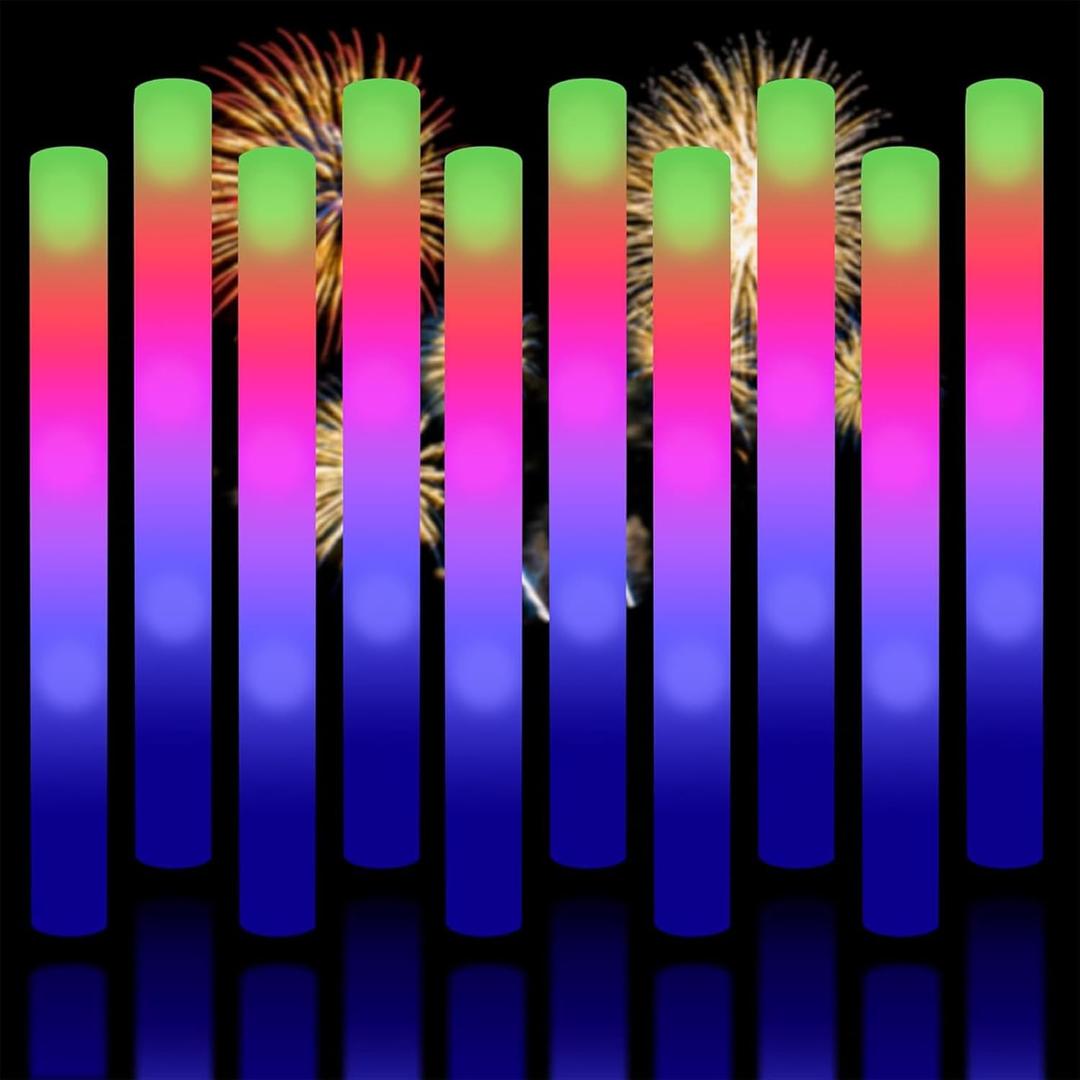 Taotuo Glow Sticks Bulk, 20 Pack LED Light Up Foam Sticks 3 Modes Color Flashing,Glow Party Supplies for Wedding Birthday, Raves, Concert, Camping, New Year, Carnival, Halloween Christmas