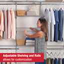 Rubbermaid Configurations Deluxe Custom Closet Kit 4-8 Ft. Adjustable Metal Wire Shelving Titanium Finish Expandable Organization System Hardware Included for Home Closet/Pantry/Laundry/Mudroom
