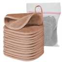 Natwag Makeup Remover Cloth, 6" x 6" Make Up Towels Reusable Face Cloth for Washing Face, Makeup Remover Pads Microfiber Face Washcloth with Mesh Bag, Just Water, 12 Pack, Light Brown