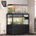 Heybly 20-29 Gallon Fish Tank Stand, Aquarium Stand with Drawer, Power Outlet, Heavy Duty Metal Frame, for Fish Tank, Turtle & Reptile Terrarium, 31.5" x 15.7" Top, 330lbs, Black HAS001BK
