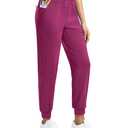 G Gradual Women's Joggers Zip Pockets Drawstring Gym Sweatpants High Waisted Tapered Pants for Workout, Travel, Lounge (Rose, L) (Pink, L)