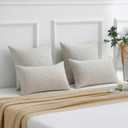 FUTEI Beige Decorative Throw Pillow Covers 16x16 Inch Set of 2,Soft Chenille Phoenix Tail Leaf Textured Cushion Case,Modern Home Decor for Couch Bed Living Room