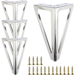 6 Inch Sliver Furniture Legs Heavy Duty Metal Furniture Feet, Golden Sofa/Cabinet/Table Legs 4Pcs, 6 Inch Legs Set of 4, Couch Feet Replacement for Cabinet Dresser (Sliver)