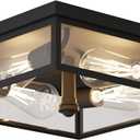 Caftersmark Outdoor Ceiling Light with Motion Sensor 14‘’, Flush Mount Porch Ceiling Light, lear Glass with Dusk to Dawn 4-Light Close to Ceiling Light Fixture for Patio,Porch,Garage