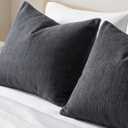 Pack of 2 Soft Textured Throw Decorative Pillow Covers Square Accent Solid Cushion Cover Cozy Farmhouse Pillow Case with Zipper for Couch Sofa Bedroom Living Room 23x23 Inch, Black